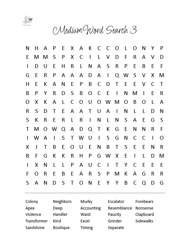 3 Free Word Search Games - Medium Level