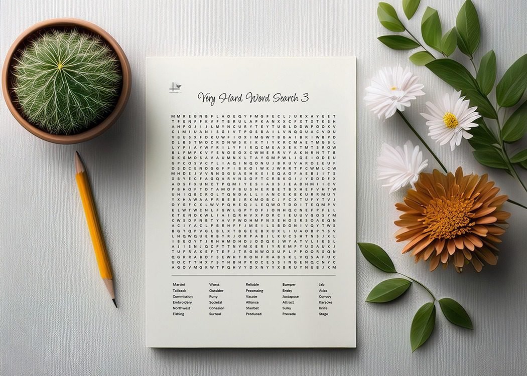 3 Very Hard Printable Word Search Puzzles - Horizontal Illustration