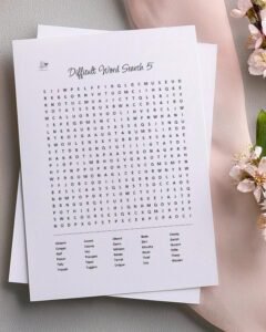 5 difficult printable word search puzzles vertical illustration