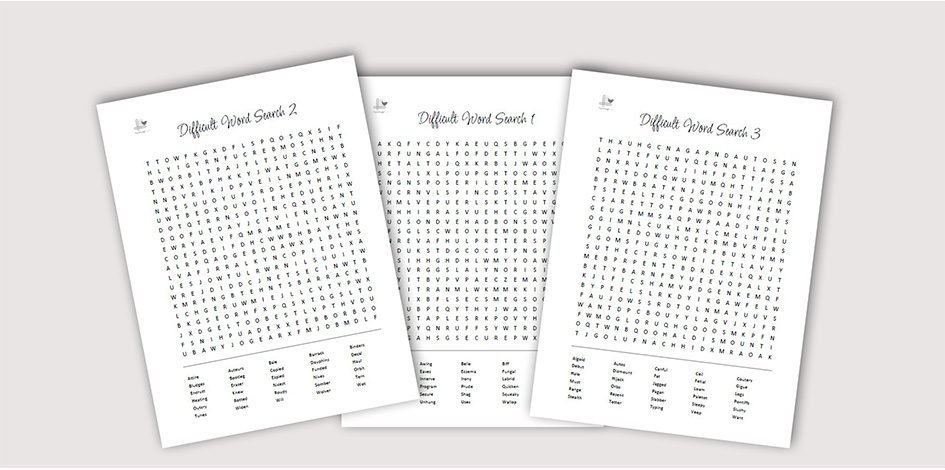 difficult word search pdf - illustration pages