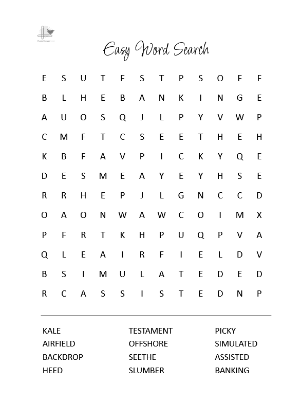 easy printable word search vertical illustration