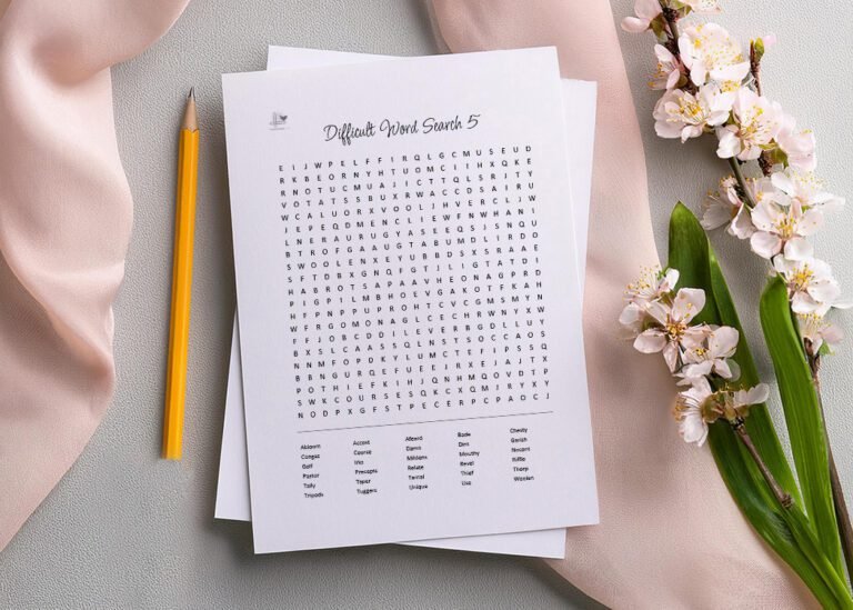5 Difficult Printable Word Search Puzzles - PuzzleVoyager.com