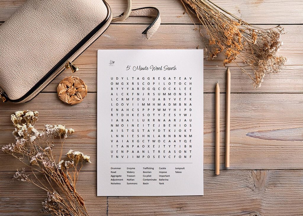 free word search printable - illustration horizontal