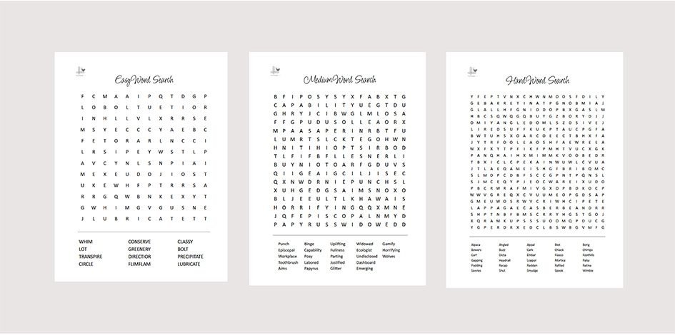 3 Printable Word Puzzles for Adults: Cozy Weekend at Home Activity - Illustration