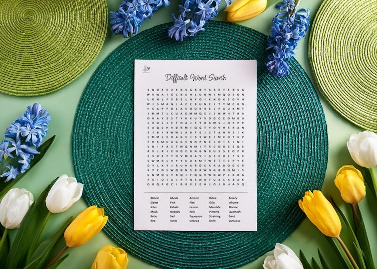 difficult word search - horizontal illustration