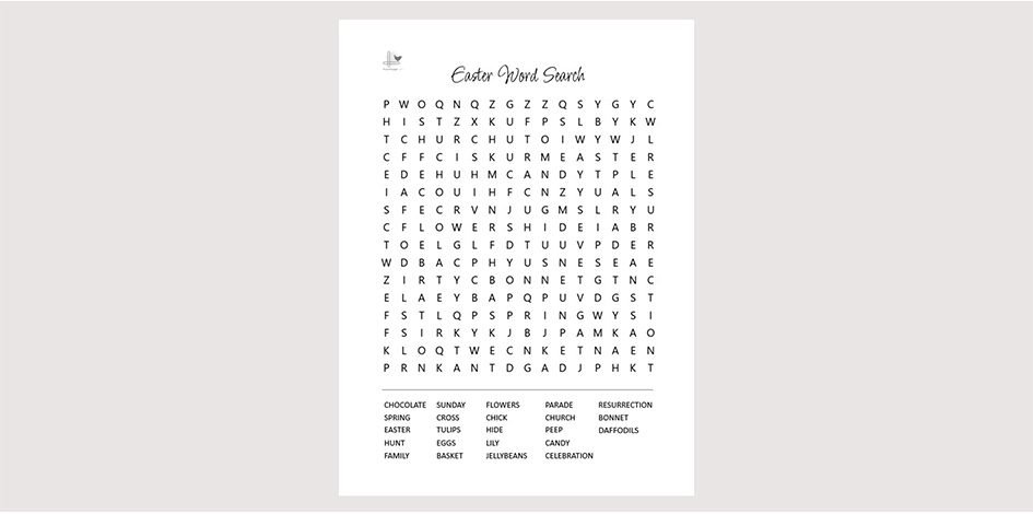 easter word search printable - illustration