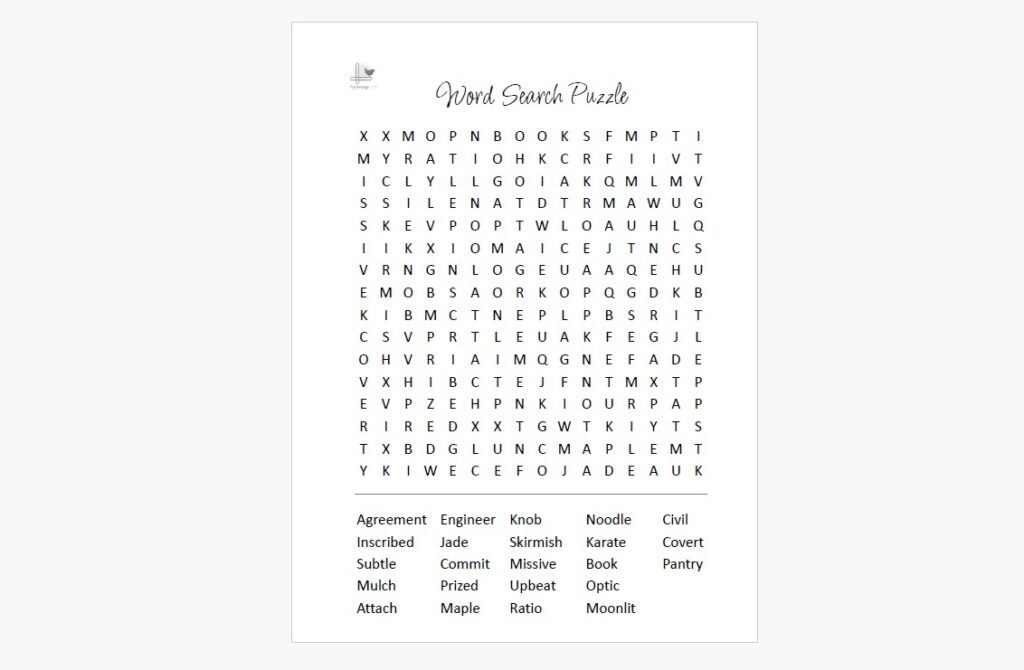 large print word search printable illustration