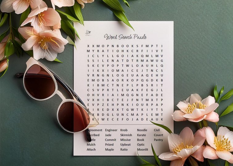 large print word search printable - illustration horizontal