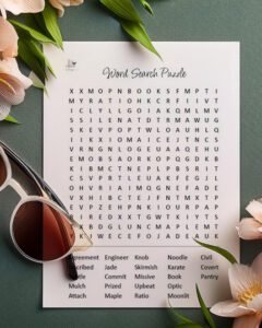large print word search printable - vertical illustration