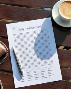 really hard word search - vertical illustration
