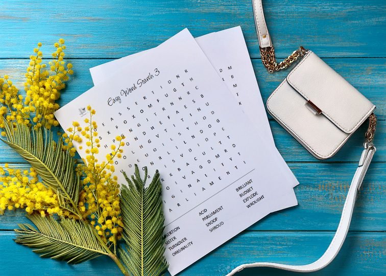simple word search puzzles printable - horizontal illustration