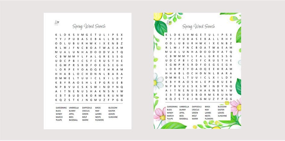 spring word search free printable - illustration