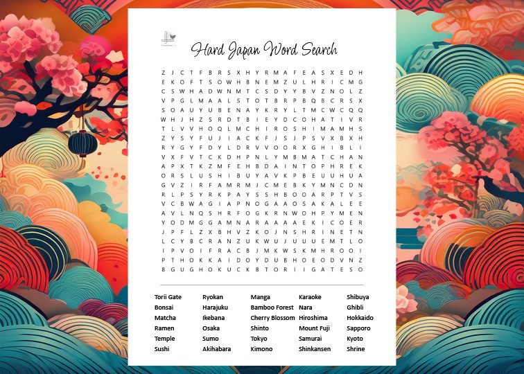 Japan Puzzle Challenge Hard Word Search - Illustration Horizontal