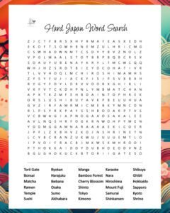 Japan Puzzle Challenge Hard Word Search - Illustration Vertical
