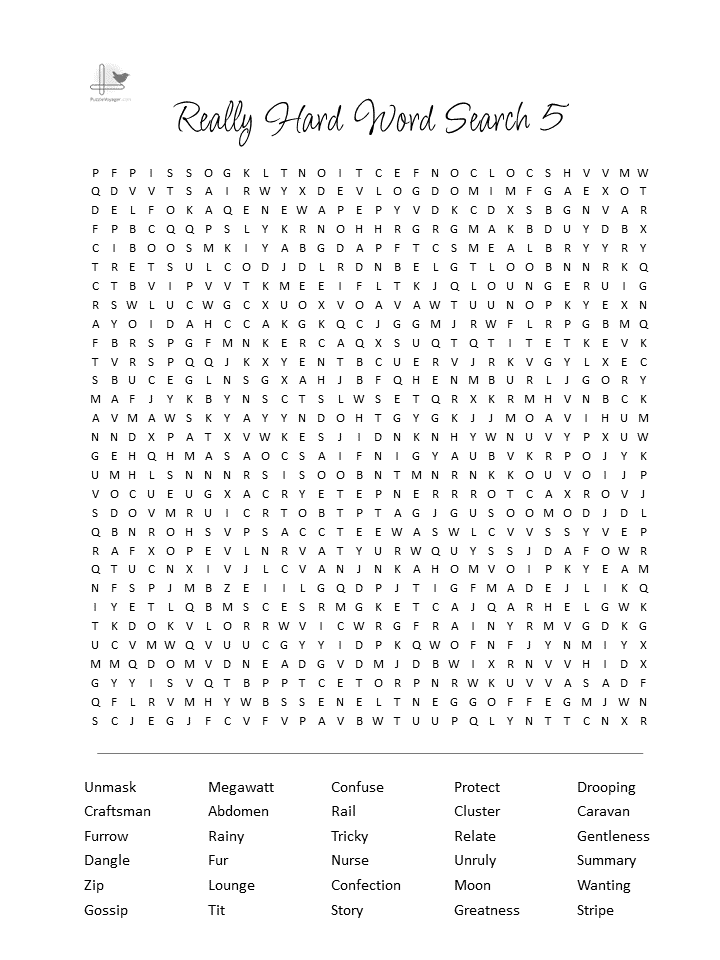 5 Really Hard Word Search Puzzles - Gane Illustration