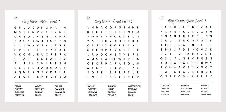 Easy Summer Word Search Pack - Illustration