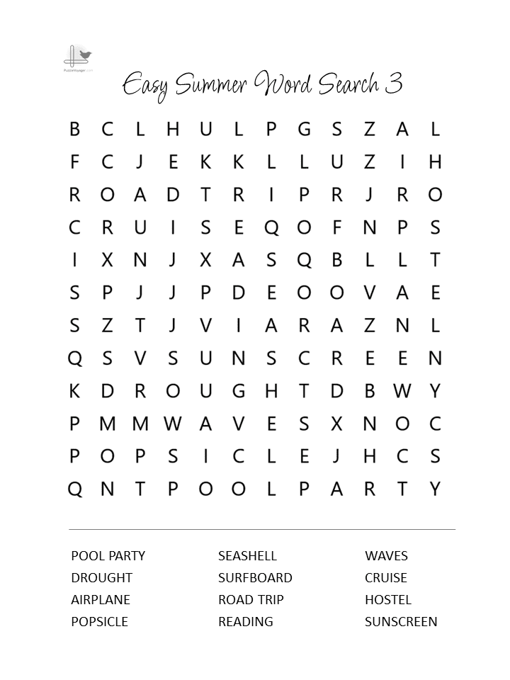 Easy Summer Word Search Pack - Puzzle Illustration
