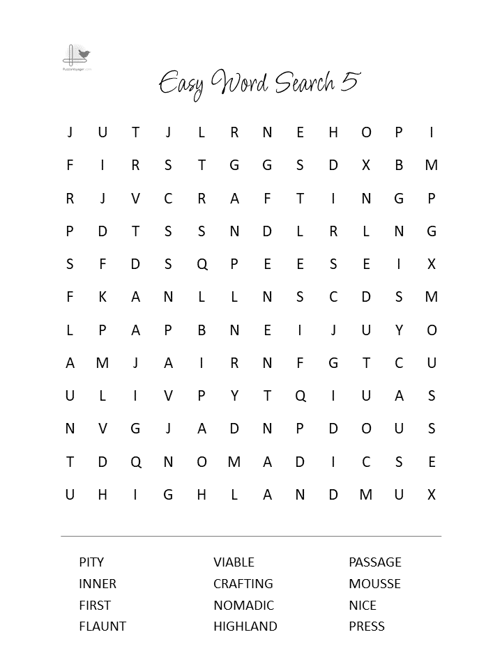 Free Easy Word Search Puzzles