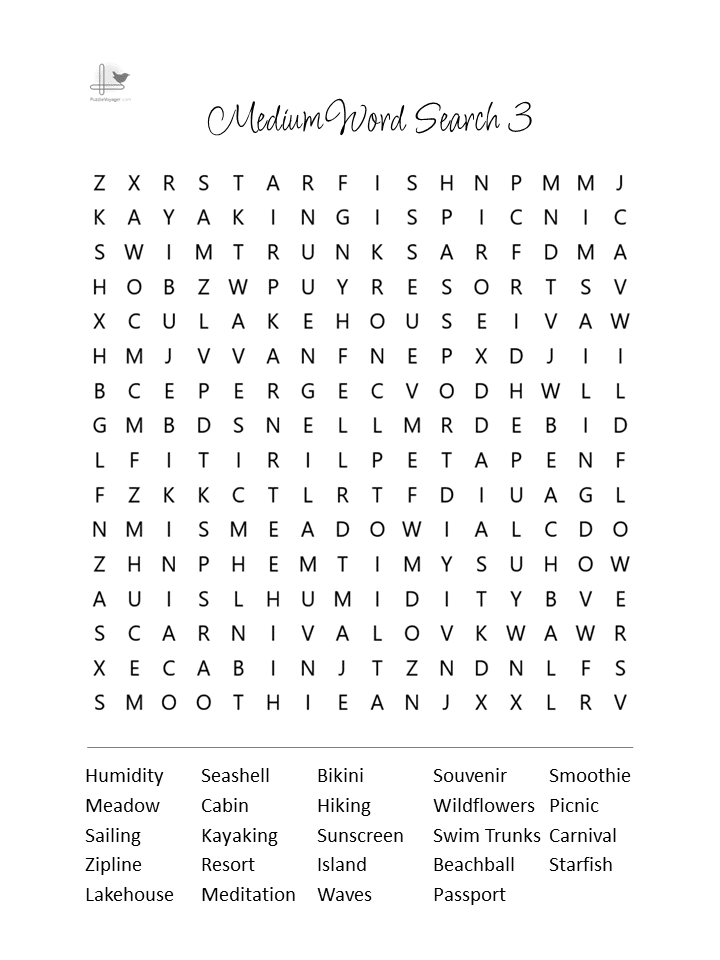 Medium Summer Word Puzzle Pack -Illustration Puzzle