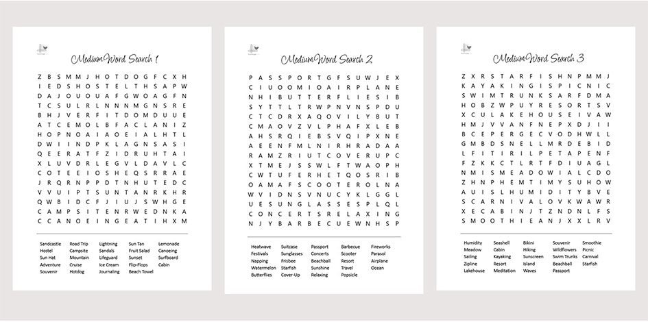 Medium Summer Word Puzzle Pack - Illustration