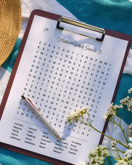 Medium Summer Word Puzzle Pack - Vertical Illustration