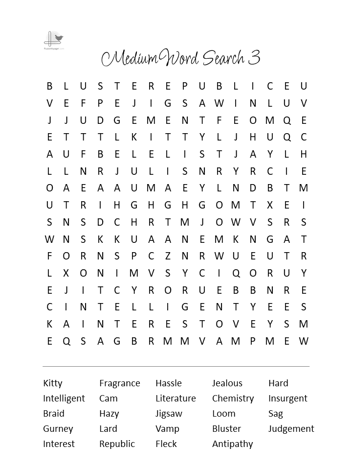 Printable Word Search Puzzles for Seniors - Puzzle Illustration