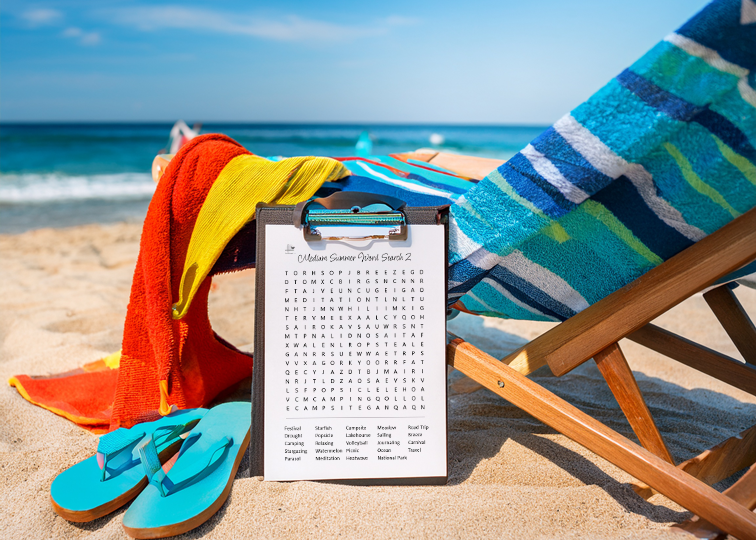 Summer Word Search Pack Easy to Very Hard Games - Illustration Horizontal