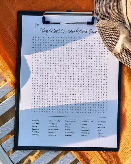 Very Hard Summer Word Search Games - Illustartion Vertical