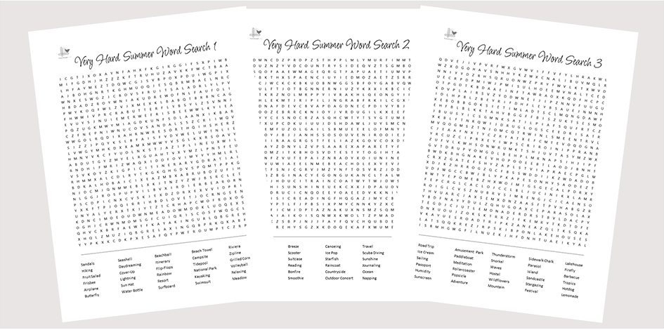 Very Hard Summer Word Search Games - Illustration