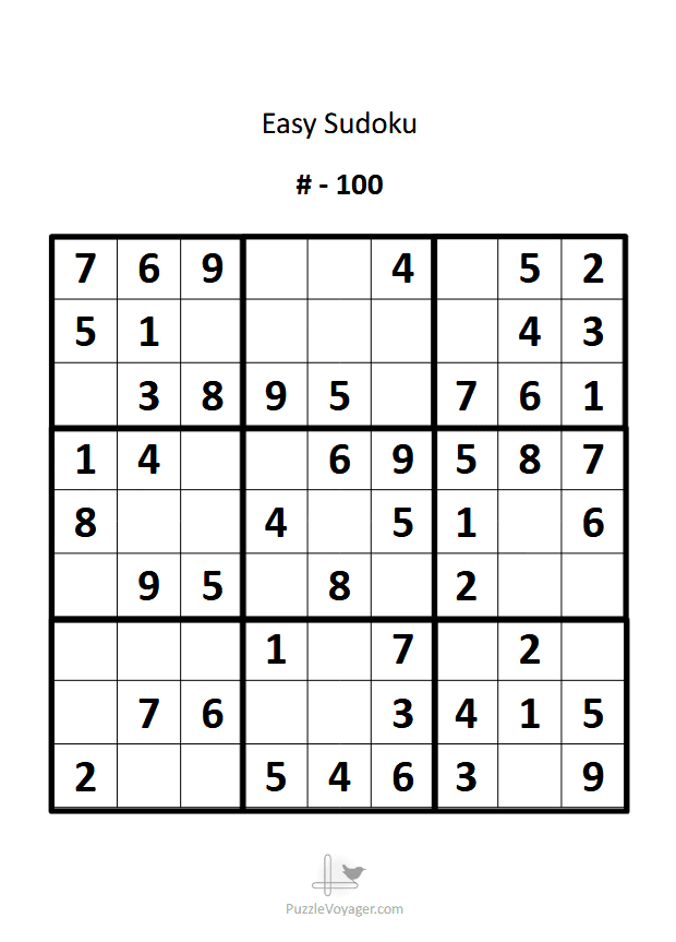 Free Easy Sudoku Puzzles (Large Print, Printable & Downloadable) from PuzzleVoyager.com - Illustration
